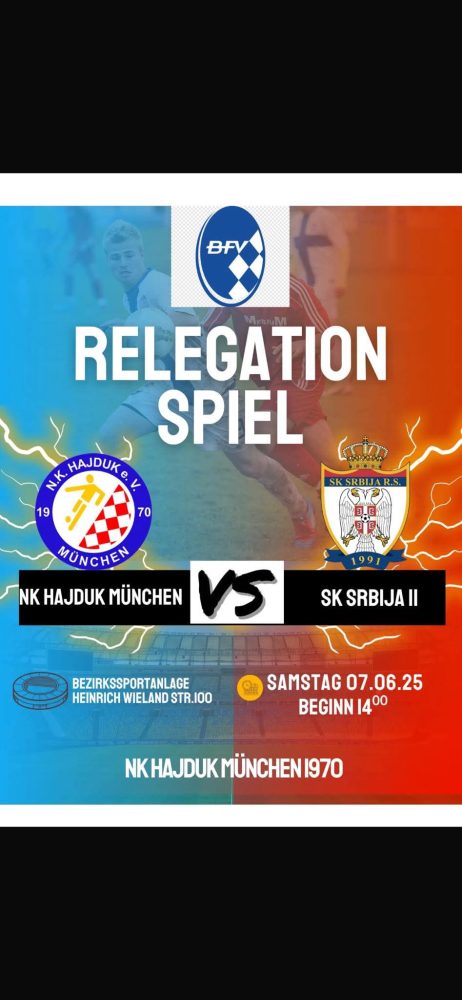 Relegacijska utakmica NK Hajduk München protiv SK Srbija II